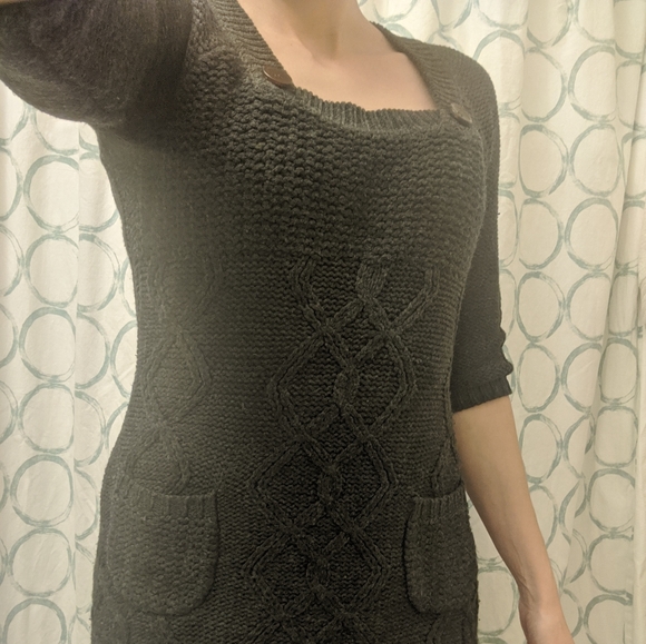 Grey Cable-Knit Sweater Dress - Picture 2 of 7